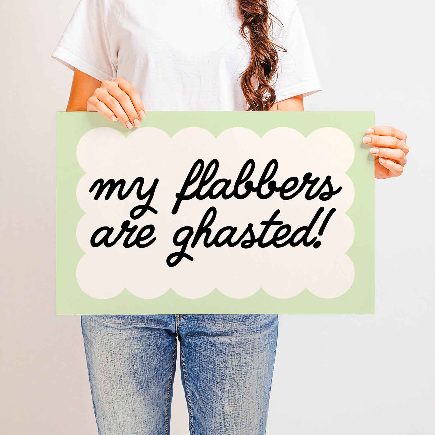 Playful “My Flabbers Are Ghasted” retro-style typography print—funny wall art that adds humor and personality to any space.