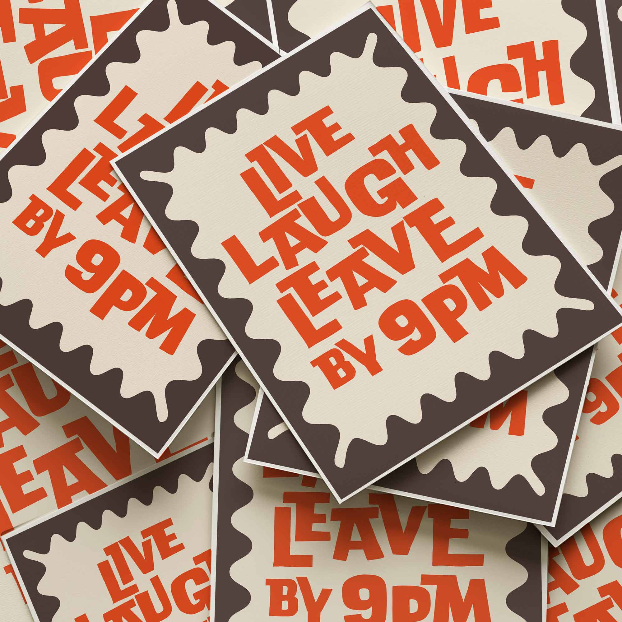 Sarcastic “Live Laugh Leave” printable wall art in bold minimalist typography—funny home decor for offices, entryways, or anyone with a dark sense of humor.