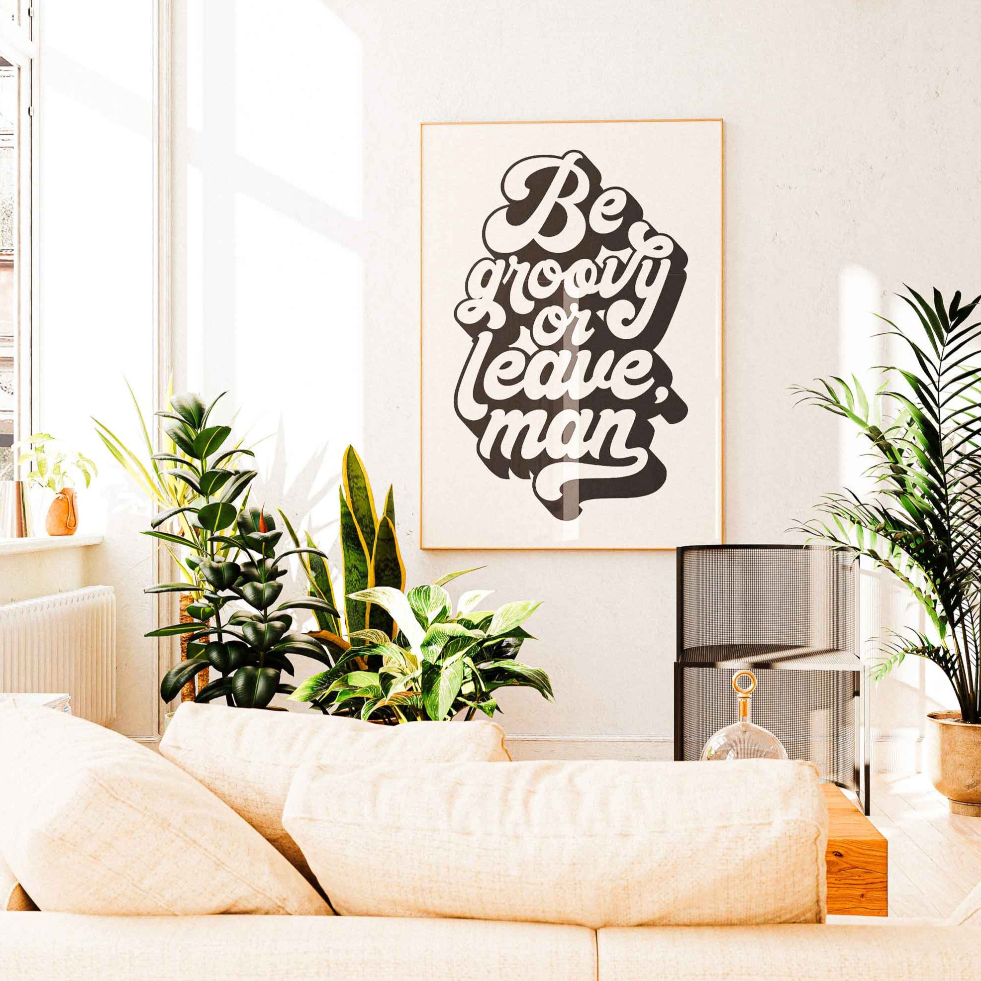 Groovy retro-style wall art poster saying 