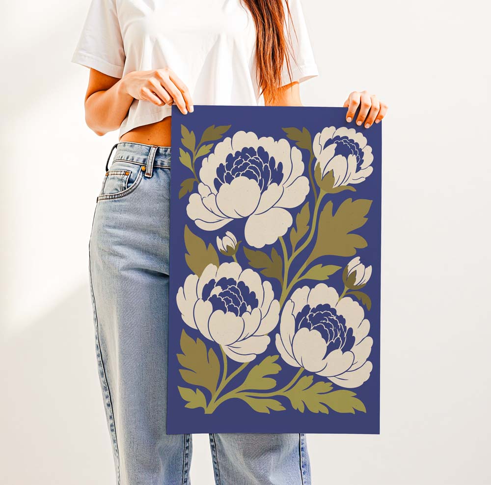 Retro Peonies — Printed & Shipped Wall Art