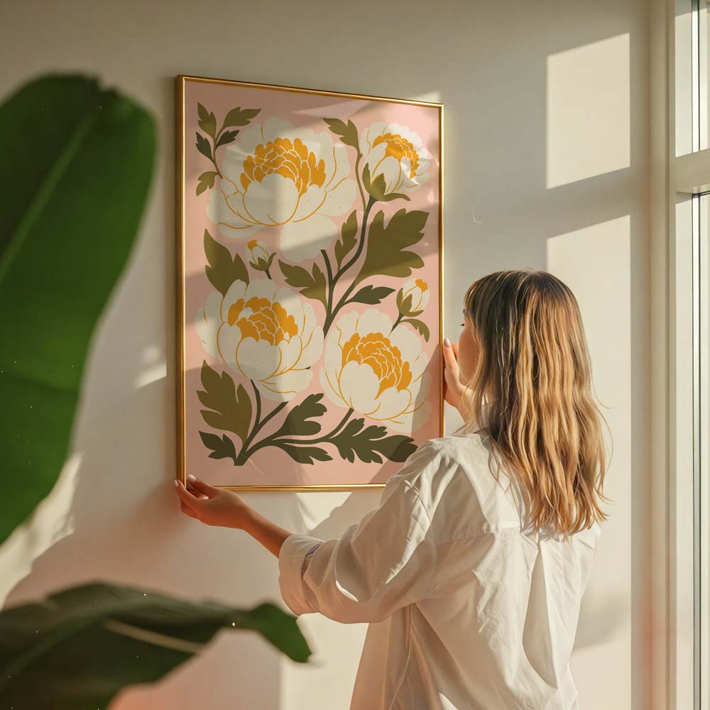 Retro Peonies — Printed & Shipped Wall Art