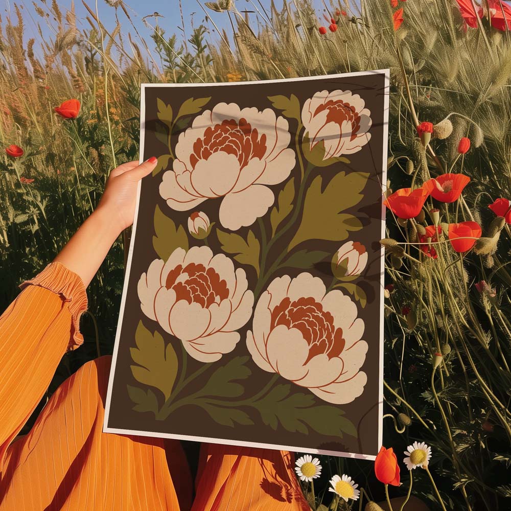 Retro Peonies — Printed & Shipped Wall Art