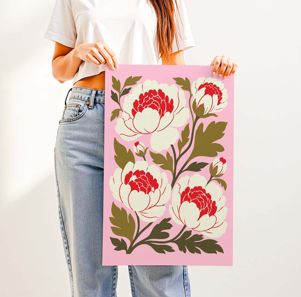 Retro Peonies — Printed & Shipped Wall Art