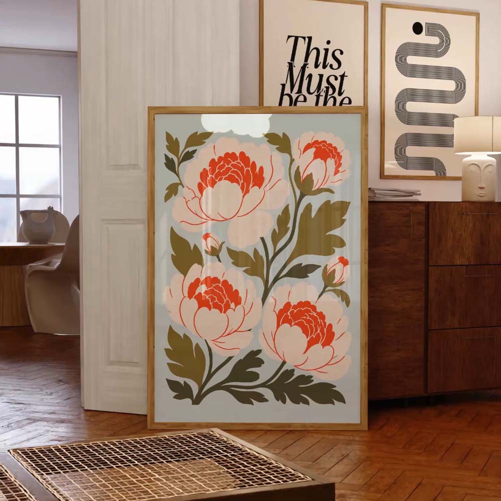 Retro Peonies — Printed & Shipped Wall Art