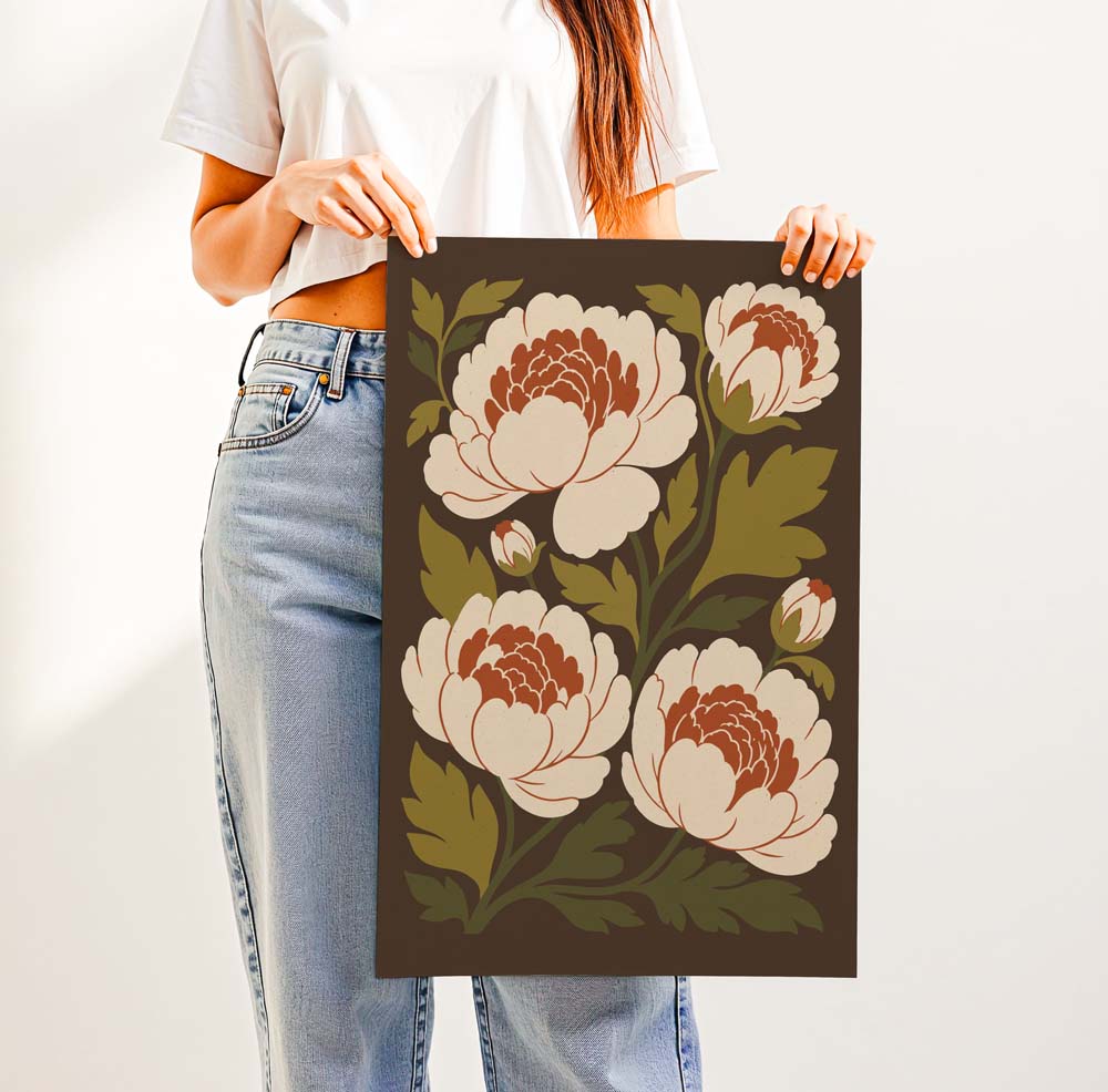 Retro Peonies — Printed & Shipped Wall Art