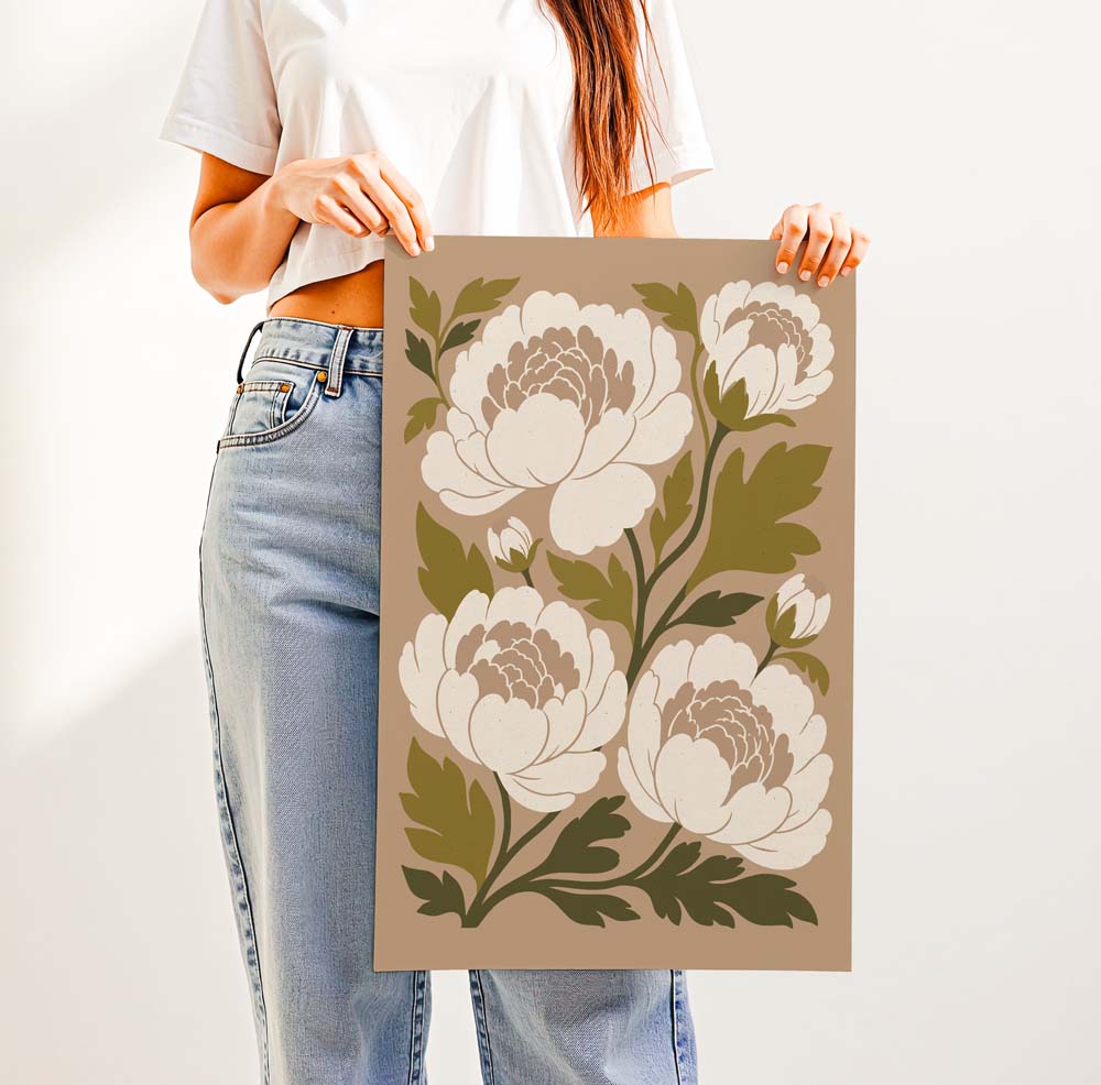 Retro Peonies — Printed & Shipped Wall Art