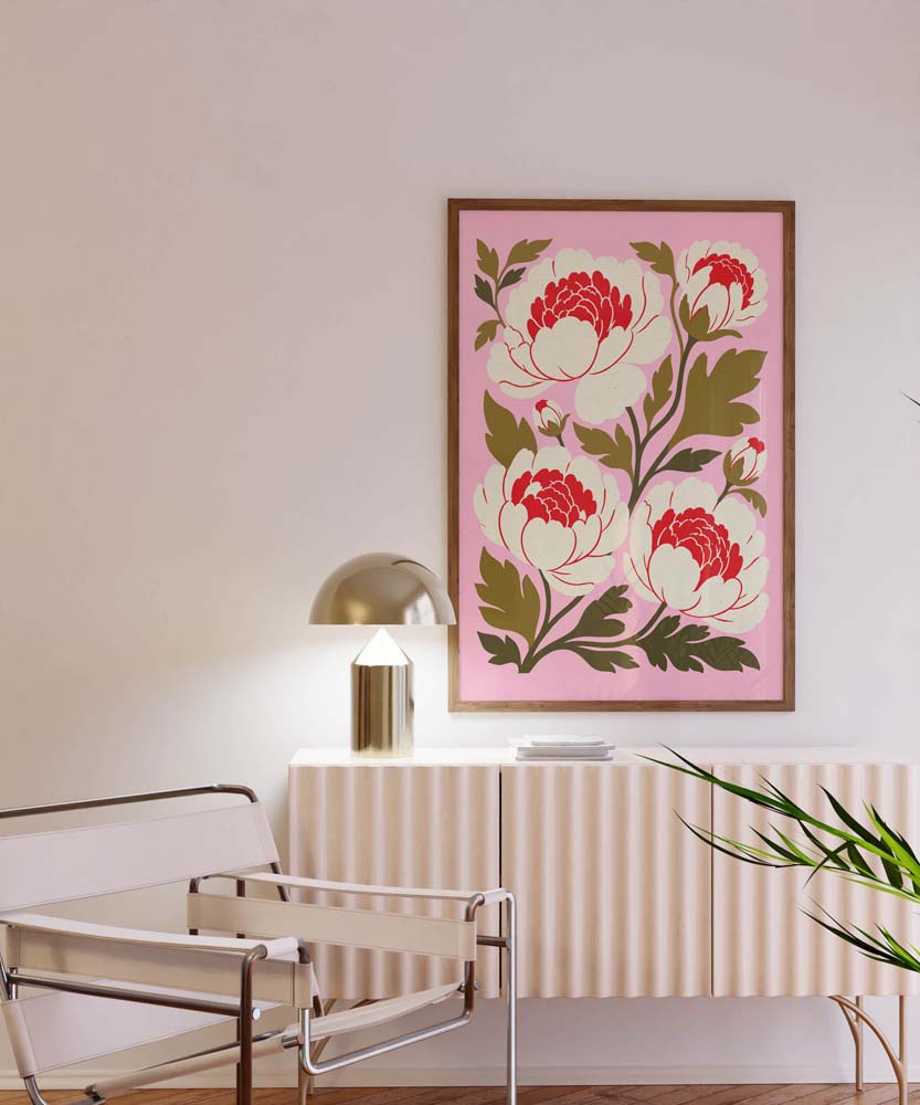 Retro Peonies — Printed & Shipped Wall Art