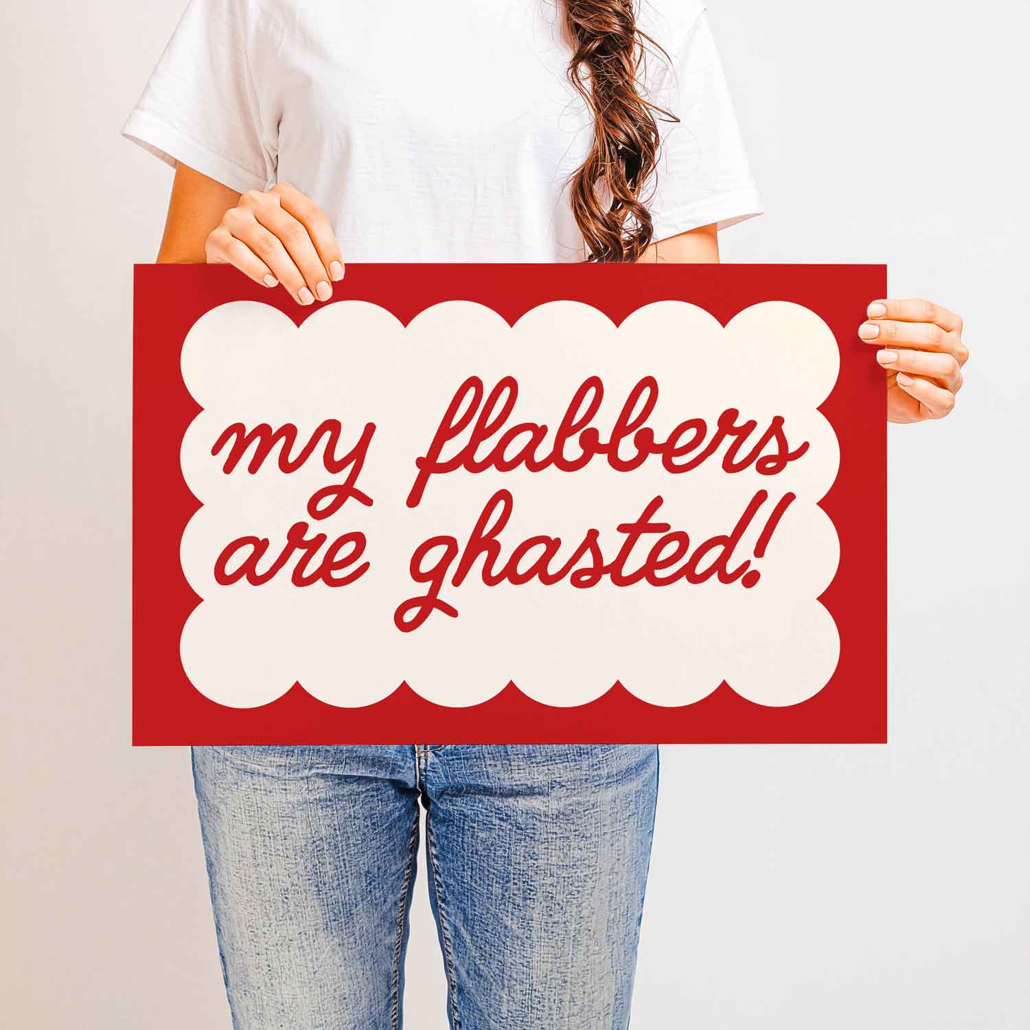 Playful “My Flabbers Are Ghasted” retro-style typography print—funny wall art that adds humor and personality to any space.