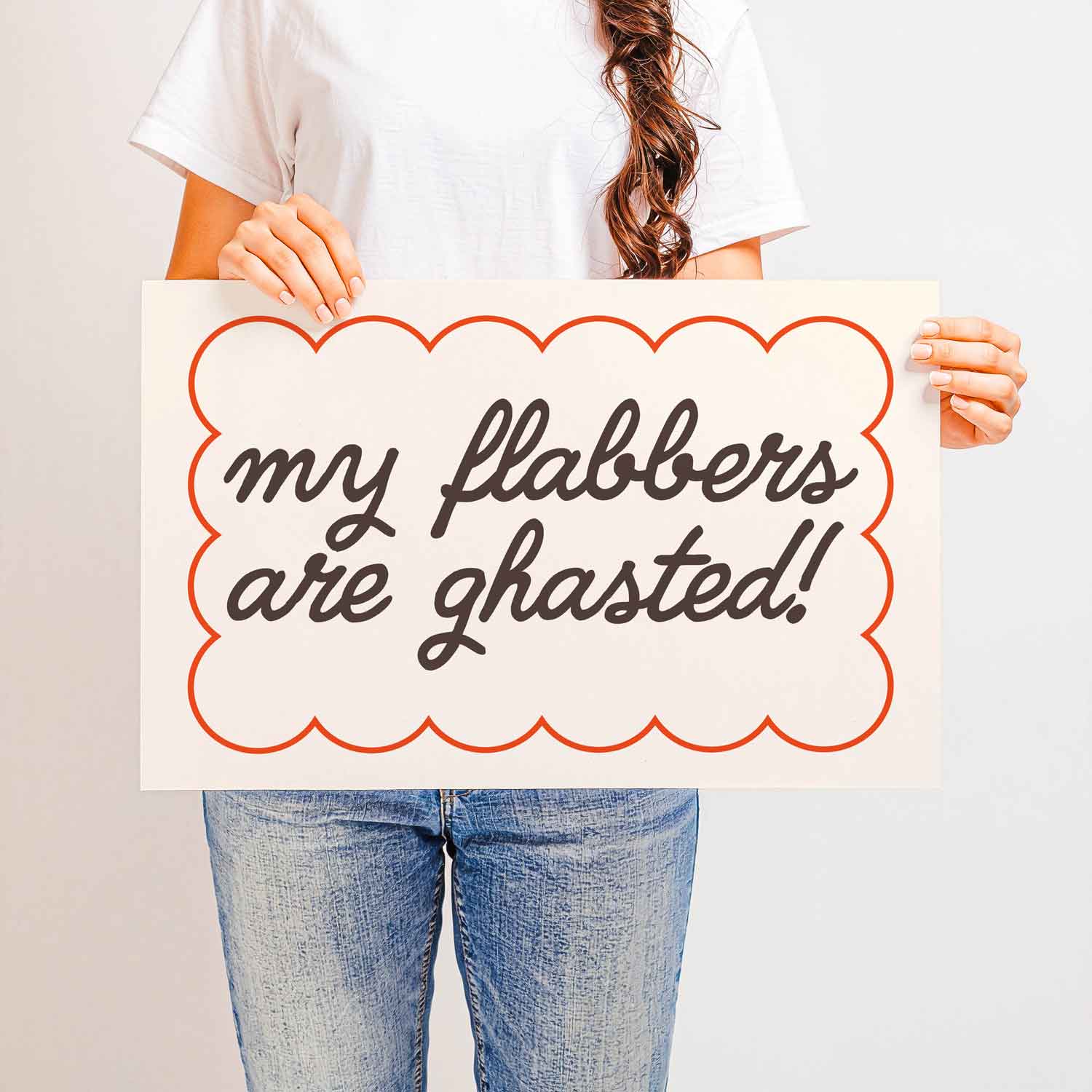 Playful “My Flabbers Are Ghasted” retro-style typography print—funny wall art that adds humor and personality to any space.