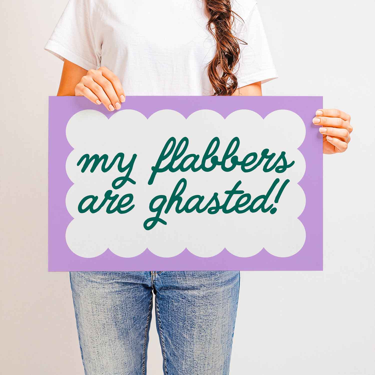 Playful “My Flabbers Are Ghasted” retro-style typography print—funny wall art that adds humor and personality to any space.
