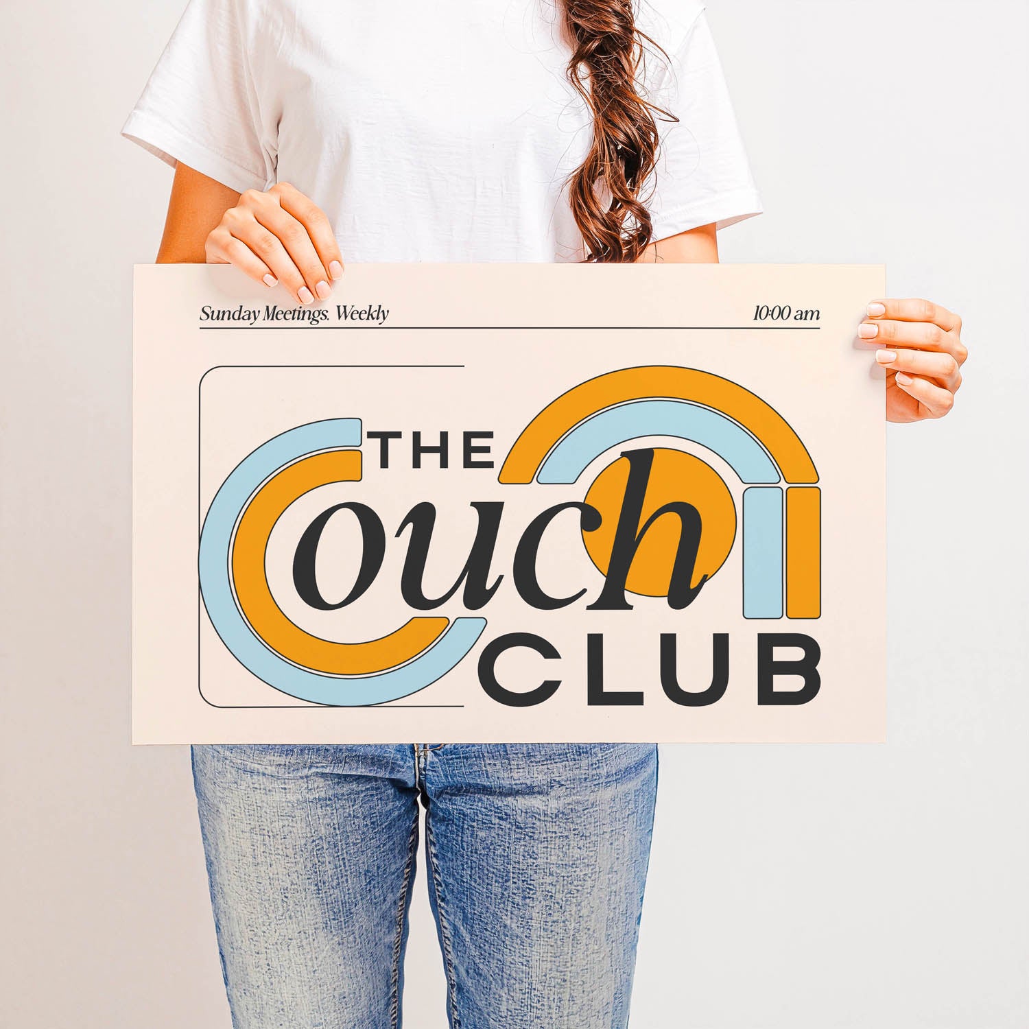 Best-selling horizontal printable wall art that says “The Couch Club” – retro 70s-inspired design perfect for above the couch, living rooms, or cozy spaces.