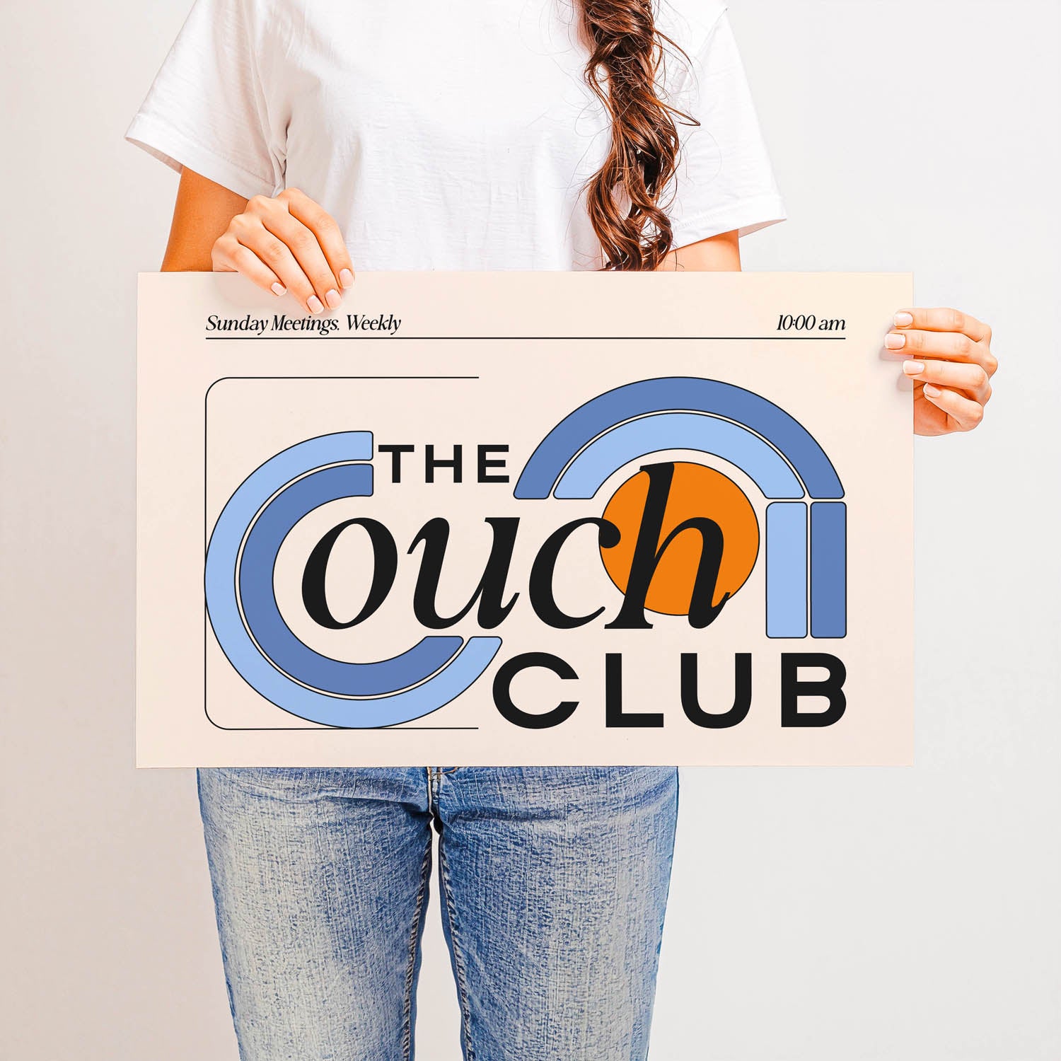 Best-selling horizontal printable wall art that says “The Couch Club” – retro 70s-inspired design perfect for above the couch, living rooms, or cozy spaces.