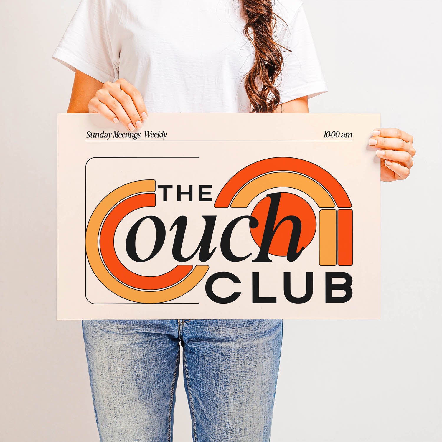 Best-selling horizontal printable wall art that says “The Couch Club” – retro 70s-inspired design perfect for above the couch, living rooms, or cozy spaces.