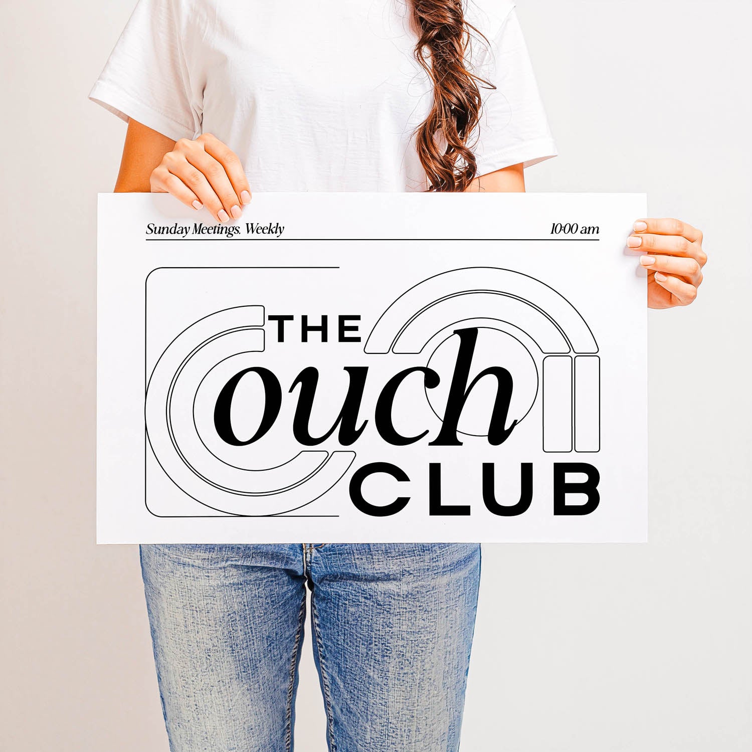 Best-selling horizontal printable wall art that says “The Couch Club” – retro 70s-inspired design perfect for above the couch, living rooms, or cozy spaces.
