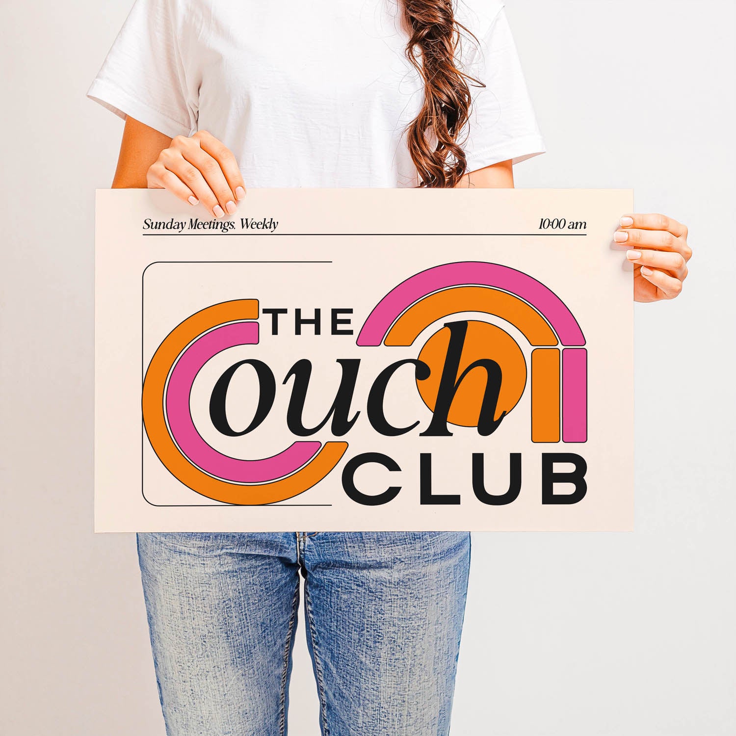 Best-selling horizontal printable wall art that says “The Couch Club” – retro 70s-inspired design perfect for above the couch, living rooms, or cozy spaces.