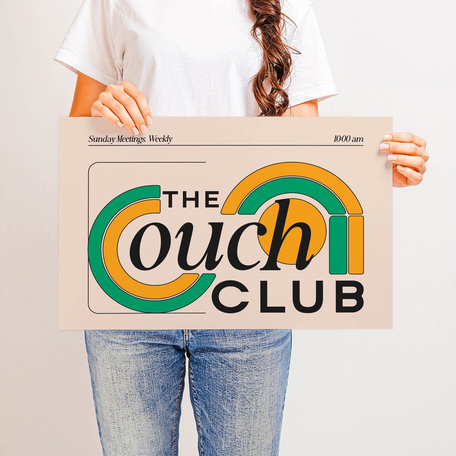 Best-selling horizontal printable wall art that says “The Couch Club” – retro 70s-inspired design perfect for above the couch, living rooms, or cozy spaces.