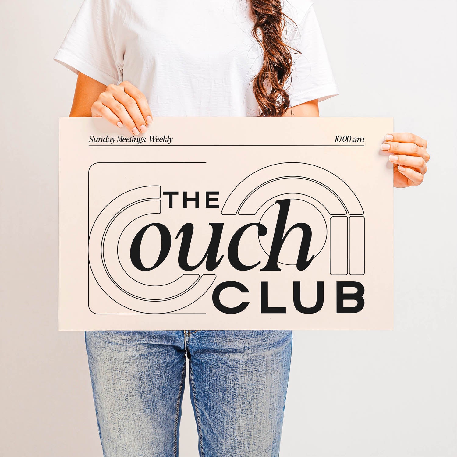 Best-selling horizontal printable wall art that says “The Couch Club” – retro 70s-inspired design perfect for above the couch, living rooms, or cozy spaces.
