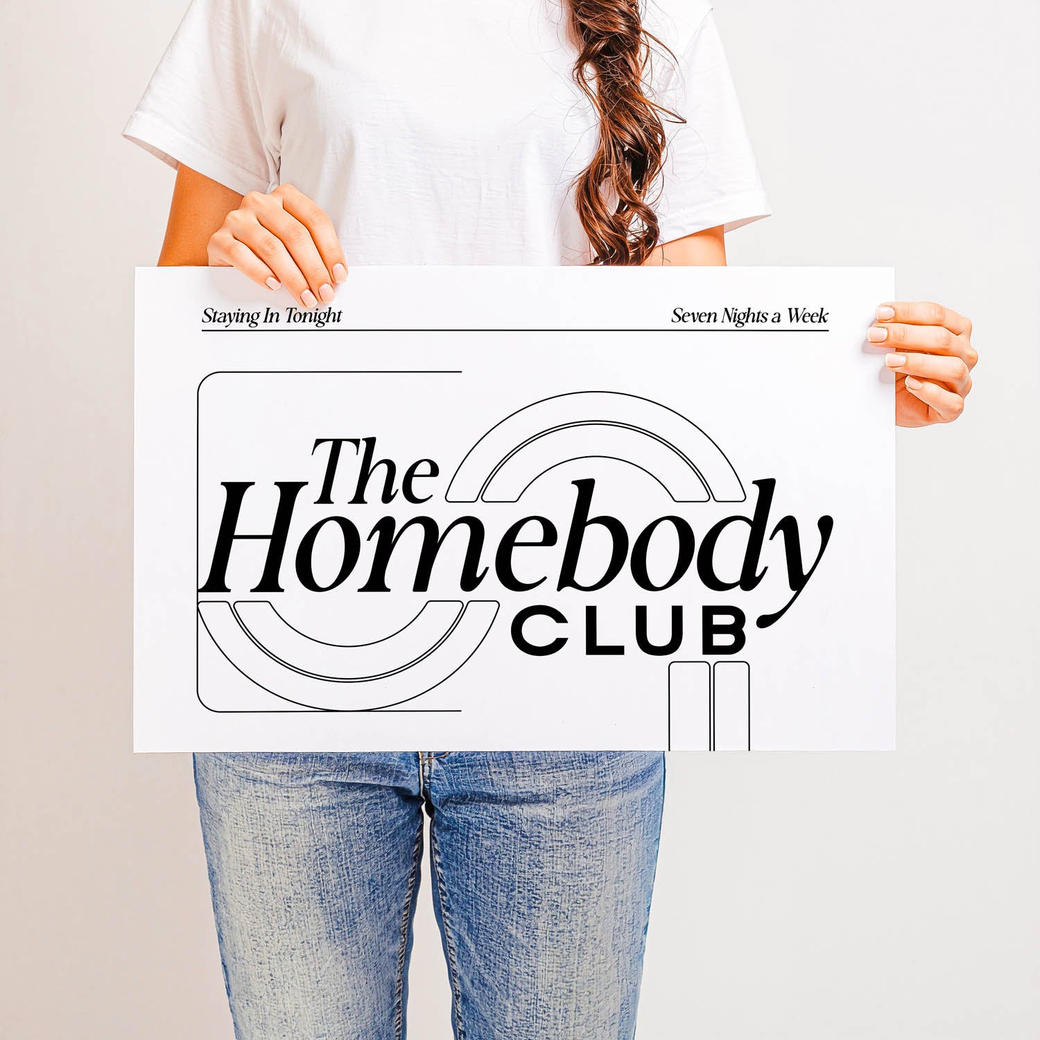Best-selling mid-century modern wall art print that says “The Homebody Club” – retro 70s-inspired typography for cozy interiors and aesthetic home decor.