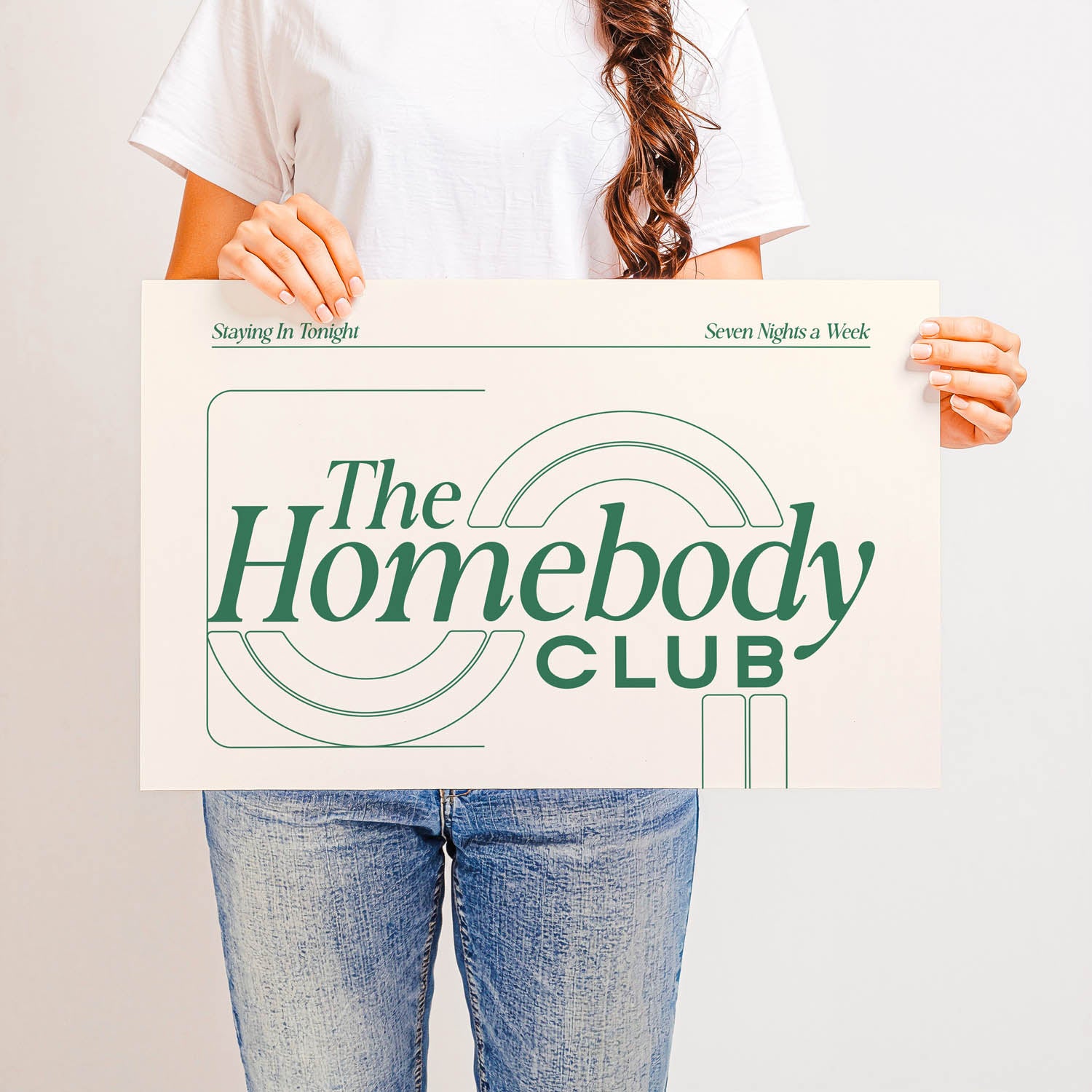 Best-selling mid-century modern wall art print that says “The Homebody Club” – retro 70s-inspired typography for cozy interiors and aesthetic home decor.