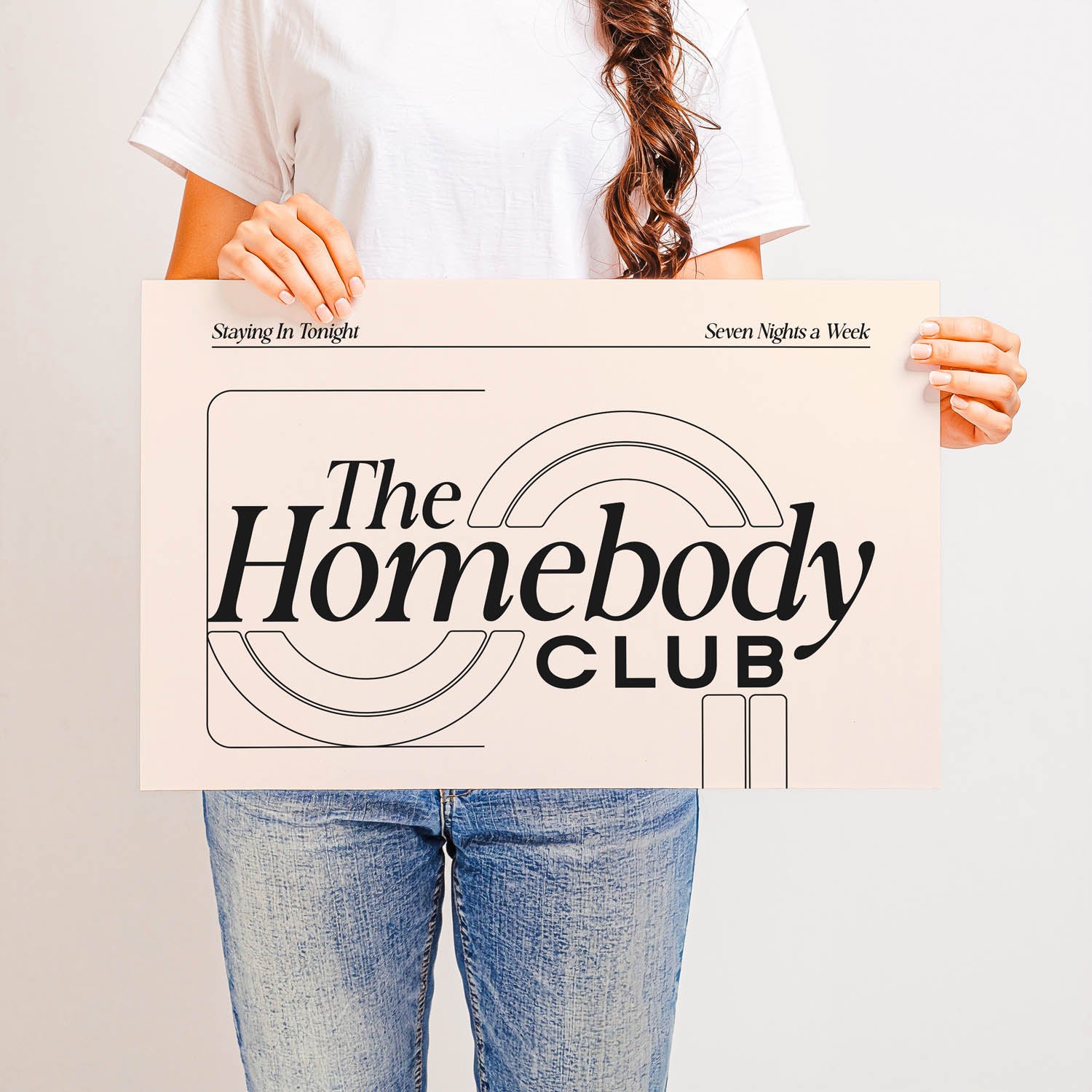 Best-selling mid-century modern wall art print that says “The Homebody Club” – retro 70s-inspired typography for cozy interiors and aesthetic home decor.