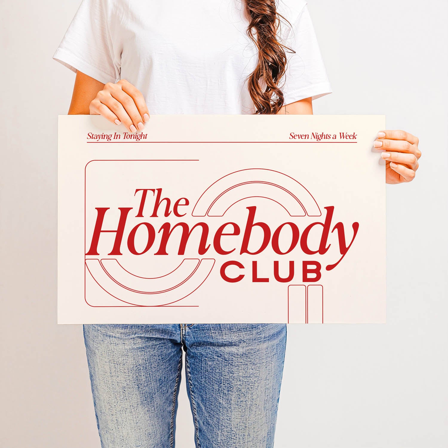 Best-selling mid-century modern wall art print that says “The Homebody Club” – retro 70s-inspired typography for cozy interiors and aesthetic home decor.